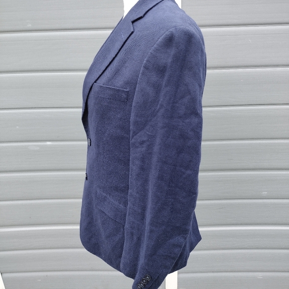 Lauren Ralph Lauren 100% Linen 2-Two Button Summer Suit Jacket Coat Navy Men 36S - Picture 2 of 10